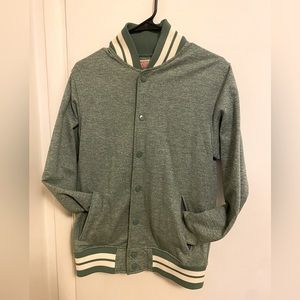 Military green men’s knit jacket